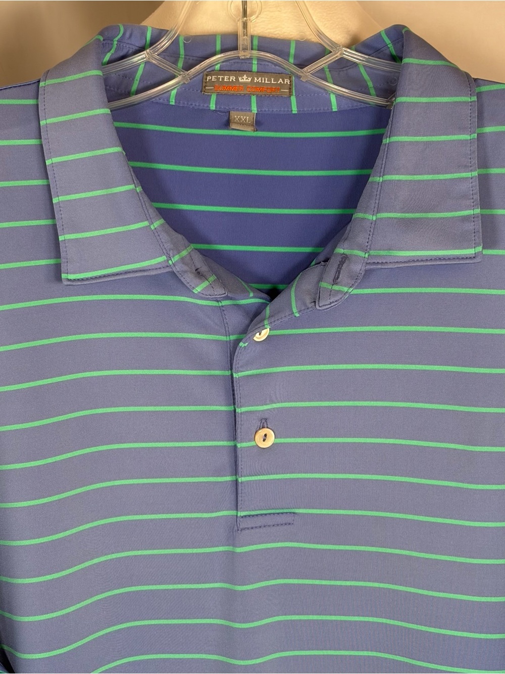 Peter Millar Summer Comfort Striped Performance Golf Polo Purple/Mint Green XXL